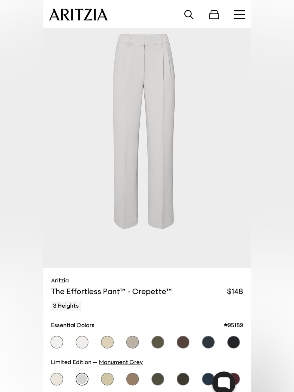 Aritzia Wilfred Women's The Effortless Pant Size 14 Monument Gray Crepette - Picture 4 of 12